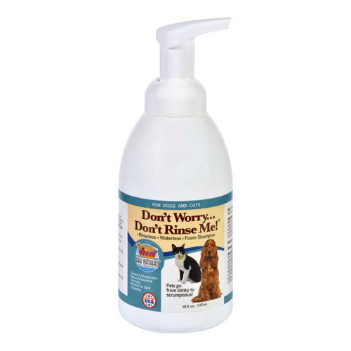 Ark Naturals Dont Worry Dont Rinse Me Foam Shampoo For Pets, 18 Oz